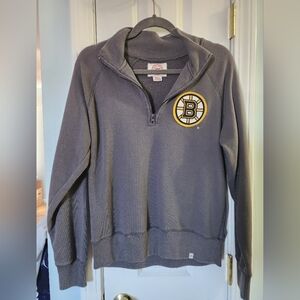 Gray Half-Zip Sweater with Logo